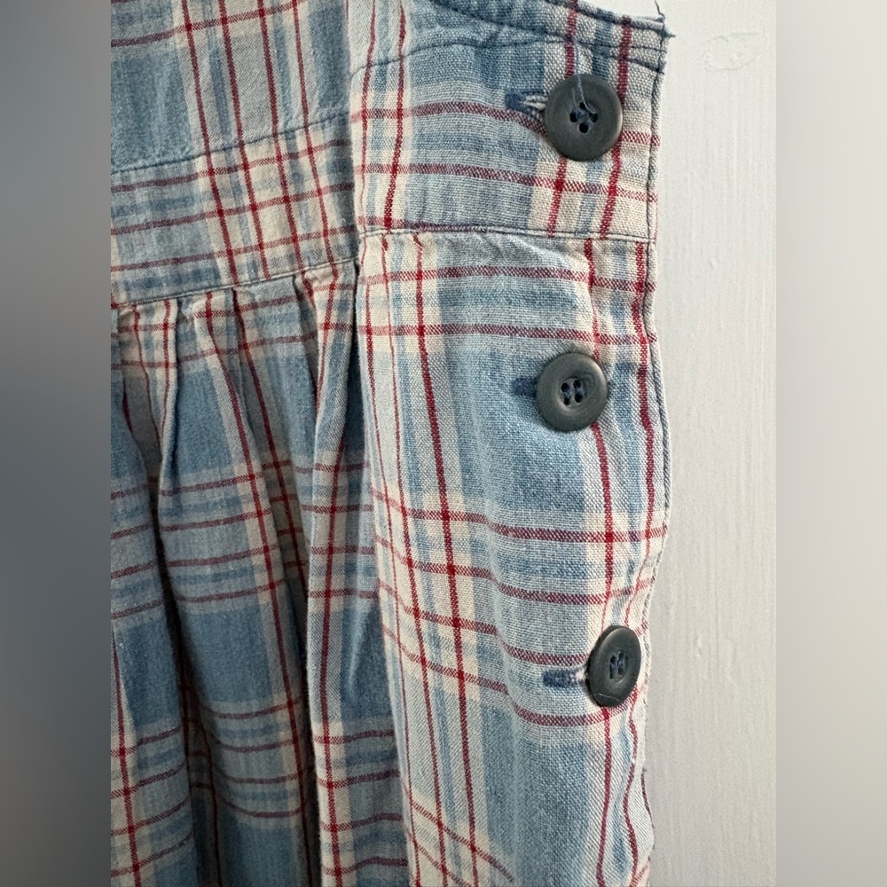Vintage Compagnie Internationale Express Cotton Plaid Pinafore Dress M Red Blue - Picture 12 of 12